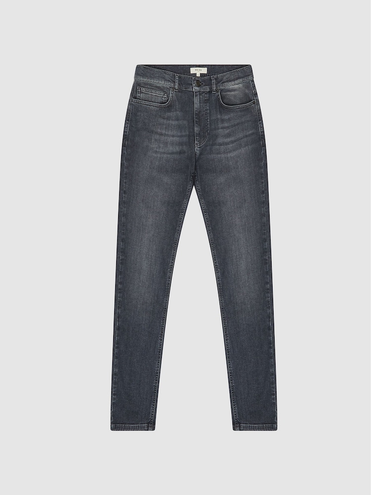 Reiss Washed Grey Harry Slim Fit Washed Jeans - Image 2 of 5