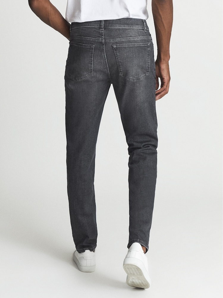 Reiss Washed Grey Harry Slim Fit Washed Jeans - Image 5 of 5