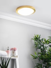 BHS Brass Delphi Large Flush Bathroom Ceiling Light - Image 1 of 5