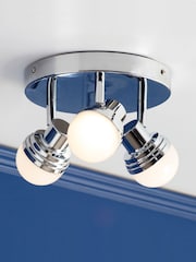 BHS Chrome Milan Deco LED 3 Light Flush Ceiling Light - Image 1 of 5