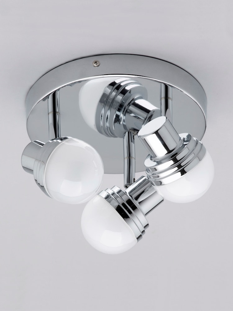 BHS Chrome Milan Deco LED 3 Light Flush Ceiling Light - Image 2 of 5