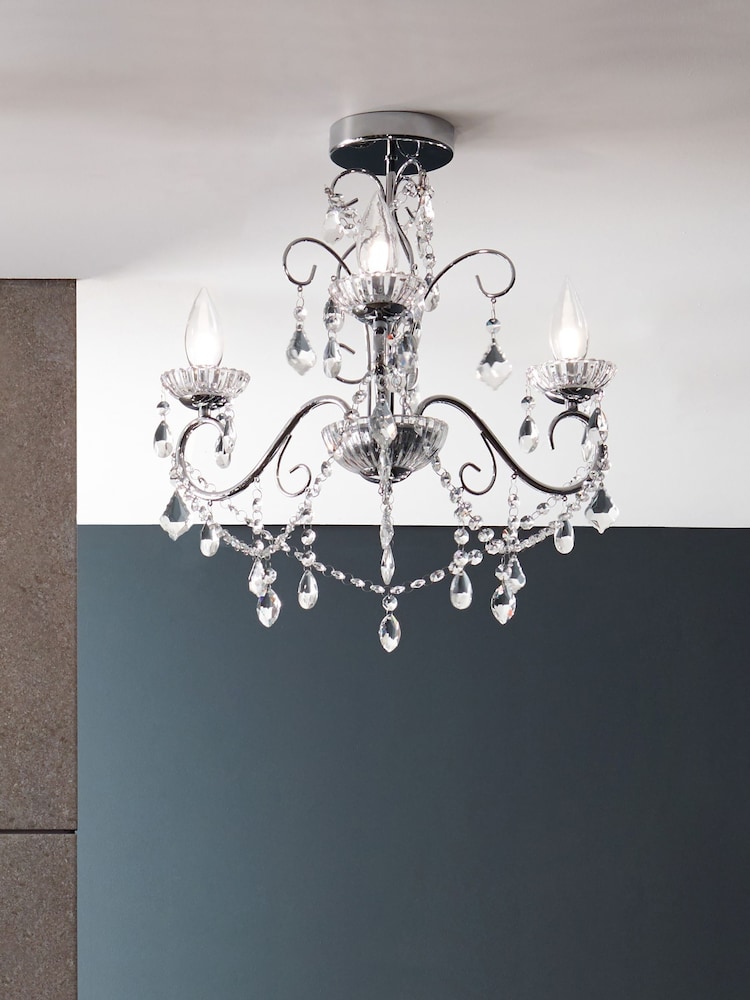 BHS Silver Vela 3 Light Chandelier Light - Image 1 of 5