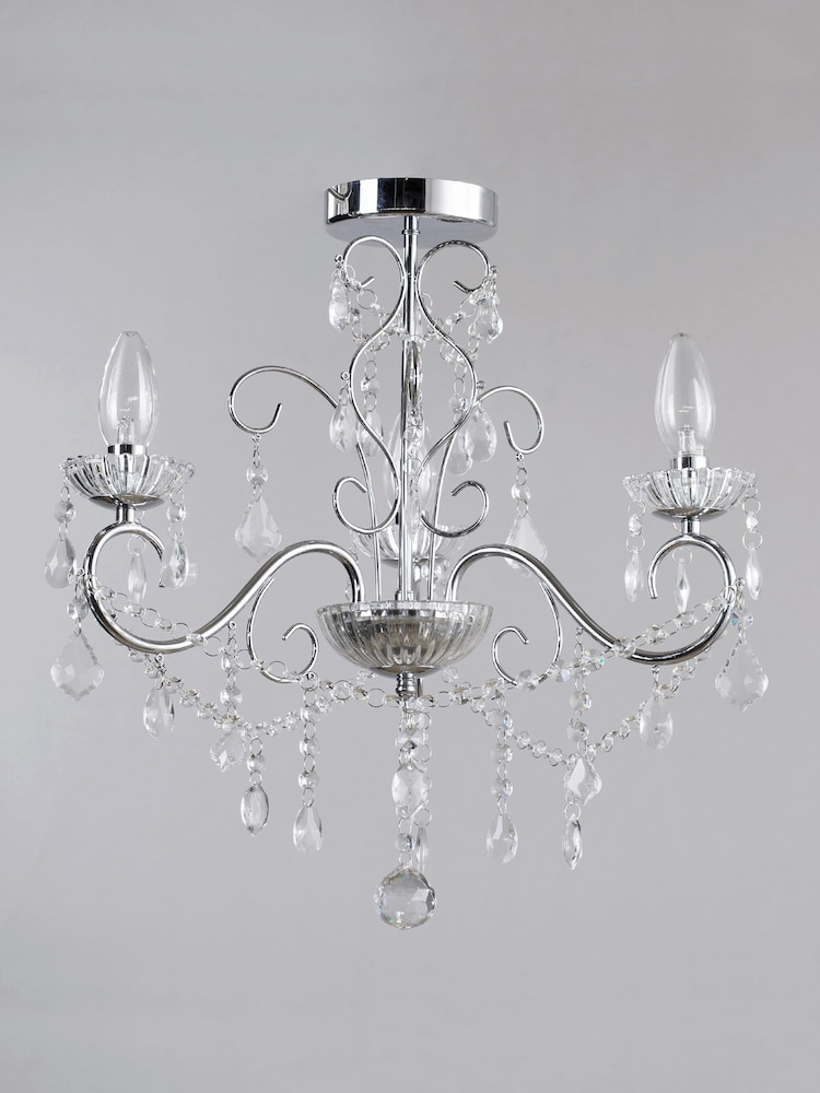 BHS Silver Vela 3 Light Chandelier Light - Image 2 of 5