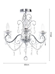 BHS Silver Vela 3 Light Chandelier Light - Image 4 of 5