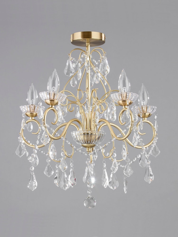 Brass Vela 5 Light Bath Satin Brass Chandelier Ceiling Light - Image 2 of 5
