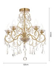Brass Vela 5 Light Bath Satin Brass Chandelier Ceiling Light - Image 4 of 5