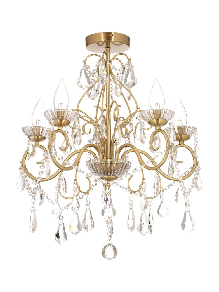 Brass Vela 5 Light Bath Satin Brass Chandelier Ceiling Light - Image 5 of 5
