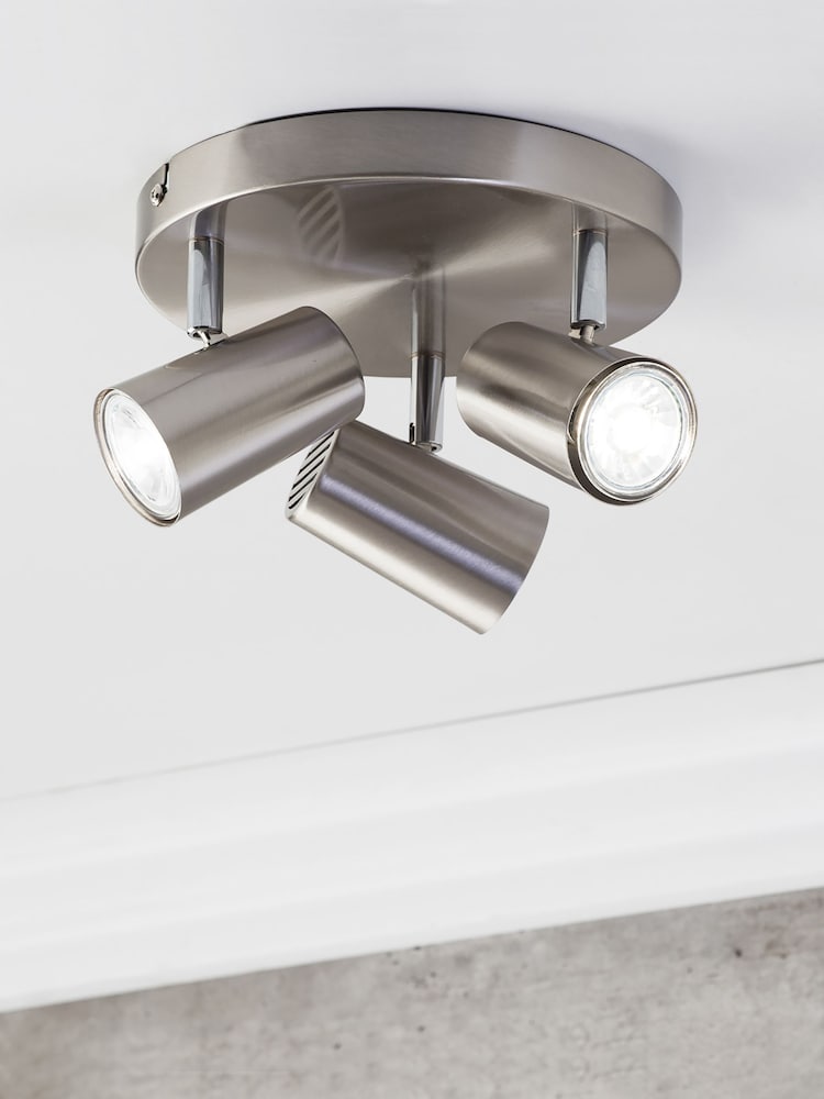 BHS Harvey Silver Harvey 3 Light Flush Spotlight - Image 1 of 5