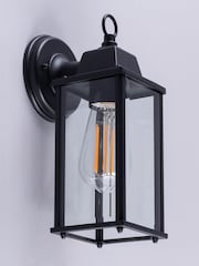 BHS Black Ceres Bevelled Glass Outdoor Lantern Wall Light - Image 2 of 5