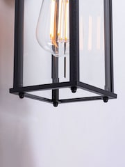 BHS Black Ceres Bevelled Glass Outdoor Lantern Wall Light - Image 3 of 5