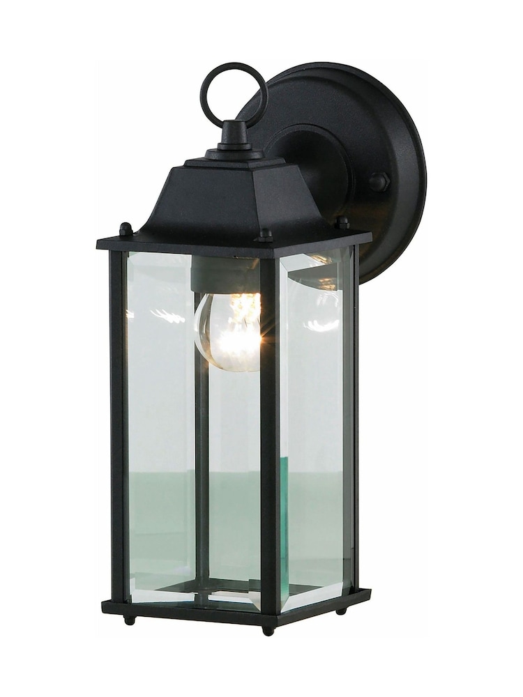 BHS Black Ceres Bevelled Glass Outdoor Lantern Wall Light - Image 5 of 5