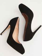 LK Bennett Black Sledge Suede Platform Shoes - Image 3 of 4