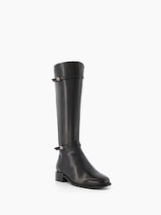Dune London Black Wide Fit Tap Buckle Trim High Boots - Image 4 of 5