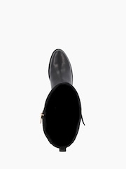 Dune London Black Wide Fit Tap Buckle Trim High Boots - Image 5 of 5
