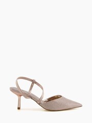Dune London Natural Metallic Colombia Wide Fit Cross Strap Court Sandals - Image 1 of 5
