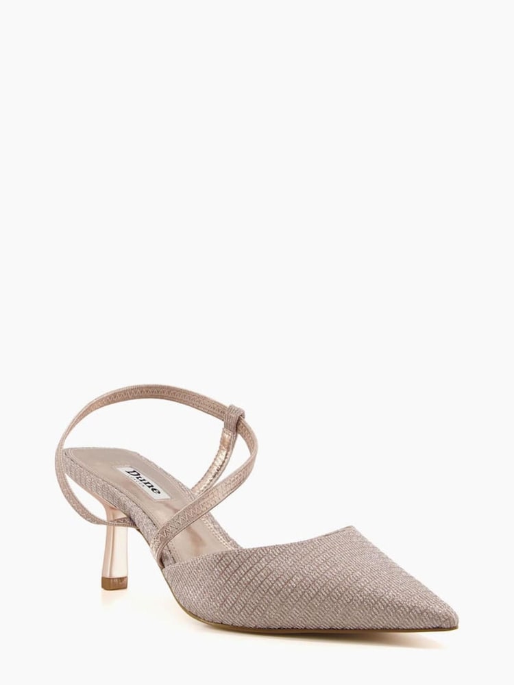Dune London Natural Metallic Colombia Wide Fit Cross Strap Court Sandals - Image 2 of 5