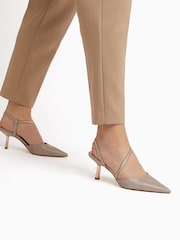 Dune London Natural Metallic Colombia Wide Fit Cross Strap Court Sandals - Image 5 of 5