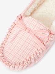 Pink Check Faux Fur Lined Moccasin Slippers - Image 7 of 8