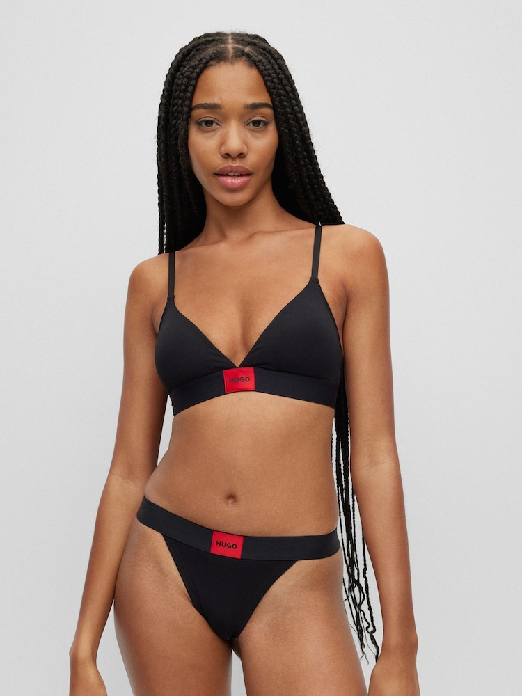 HUGO Black Triangle Box Logo Bra - Image 2 of 5