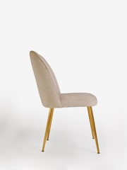 Set of 2 Fine Chenille Mink Brown Brushed Gold Leg Stella Non Arm Dining Chairs - Image 5 of 8