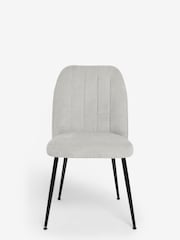 Set of 2 Fine Chenille Light Grey Stella Non Arm Dining Chairs - Image 3 of 9