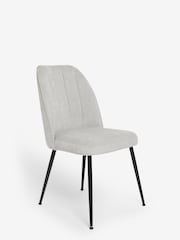 Set of 2 Fine Chenille Light Grey Stella Non Arm Dining Chairs - Image 4 of 9