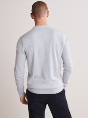 Light Grey Regular Knitted Long Sleeve Polo Shirt - Image 3 of 7