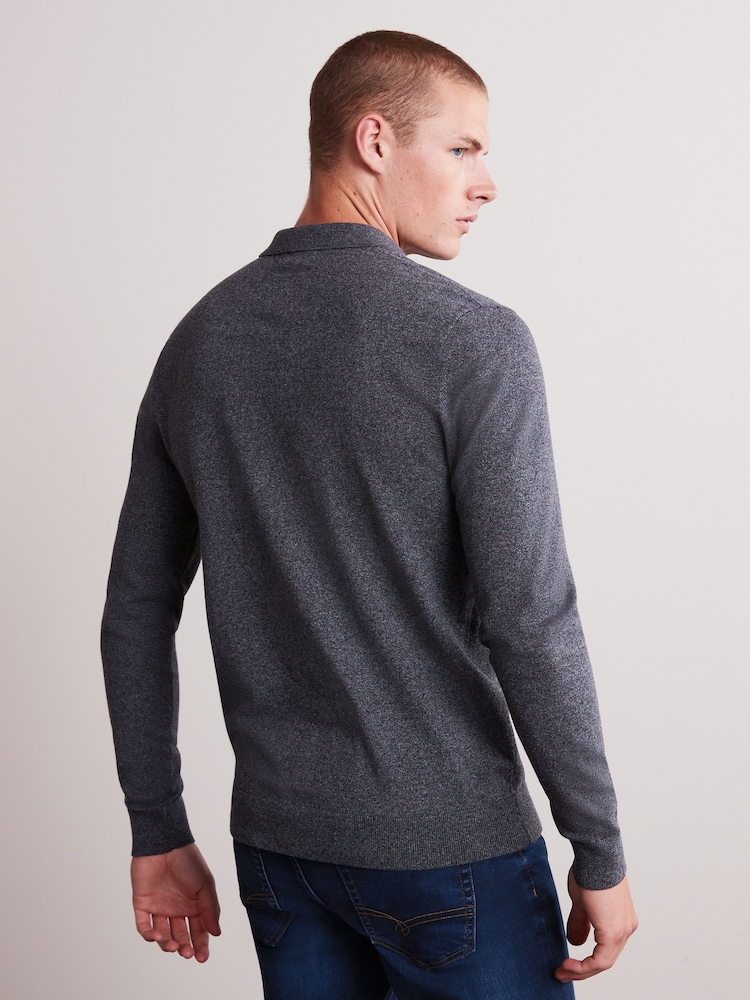 Charcoal Grey Regular Knitted Polo Shirt - Image 2 of 6