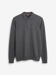 Charcoal Grey Regular Knitted Polo Shirt - Image 5 of 6