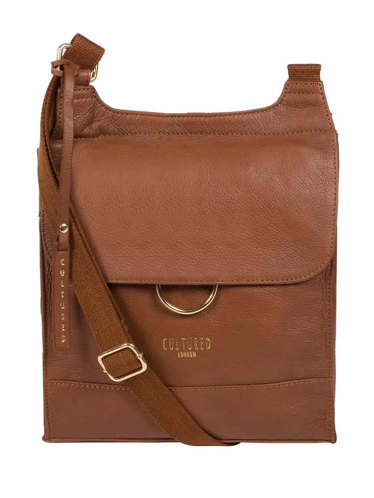 Cultured London Covent Leather Cross-Body Dark 100% Cotton Bag - Image 1 of 6