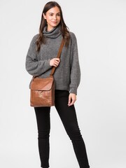 Cultured London Covent Leather Cross-Body Dark 100% Cotton Bag - Image 6 of 6