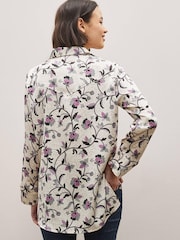 Ecru Cream Floral Western Style Long Sleeve Shirt - Image 2 of 4