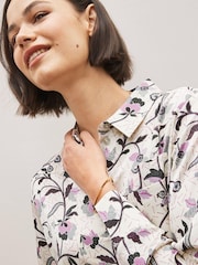 Ecru Cream Floral Western Style Long Sleeve Shirt - Image 3 of 4