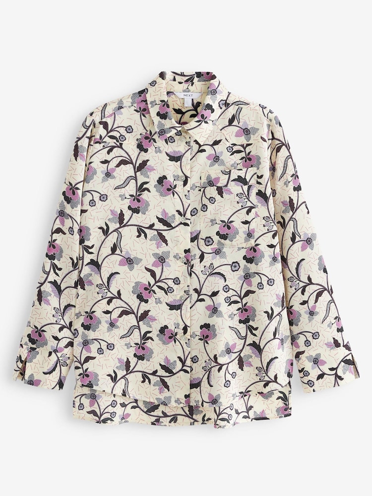 Ecru Cream Floral Western Style Long Sleeve Shirt - Image 4 of 4