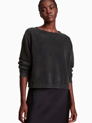 AllSaints Black 100% Cotton Embroidered Pippa Sweatshirt - Image 1 of 5