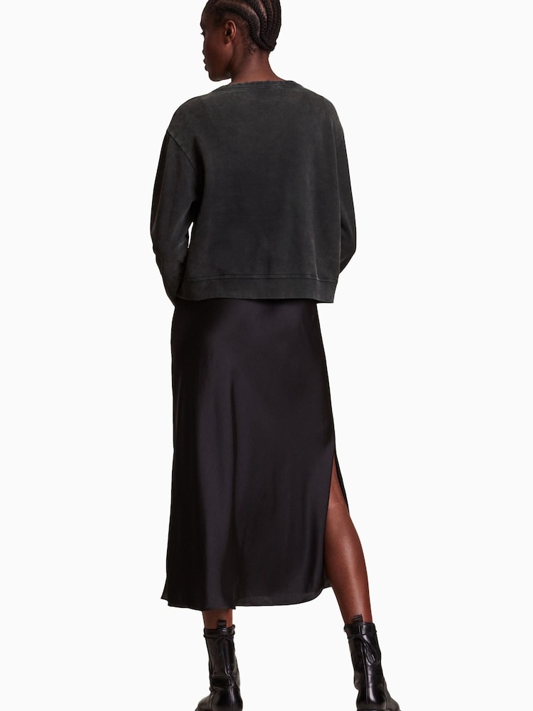 AllSaints Black 100% Cotton Embroidered Pippa Sweatshirt - Image 2 of 5