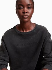 AllSaints Black 100% Cotton Embroidered Pippa Sweatshirt - Image 4 of 5