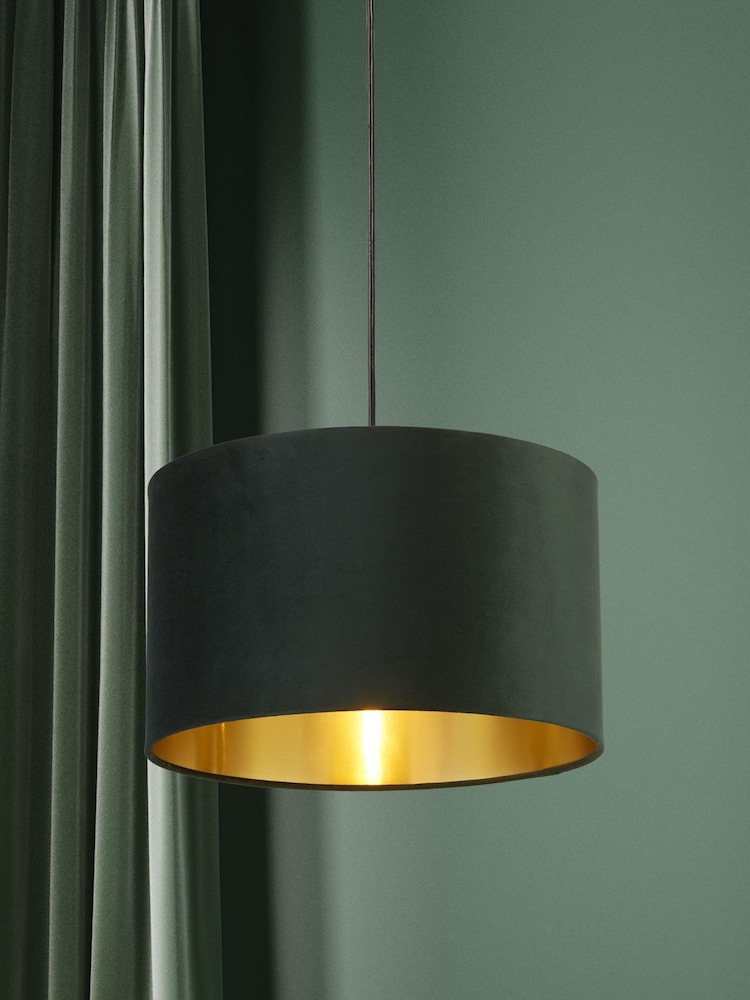 Searchlight Josie Green Velvet Easy Fit Shade - Image 1 of 3 Searchlight Josie Green Velvet Easy Fit Shade - Image 1 of 3