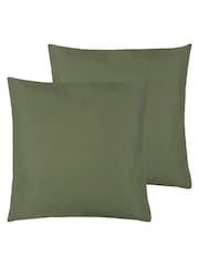 furn. Olive Green Plain Twin Pack Water UV Resistant Outdoor Cushions - Image 2 of 4