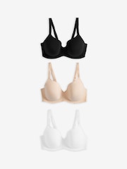 Black/White/Pastel Rose Nude Pad Full Cup DD+ Cotton Blend Ultimate Comfort Bras 3 Pack - Image 7 of 10