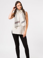 Pure Luxuries London White Pixel Cashmere & Merino Wool Pashmina Scarf - Image 1 of 3