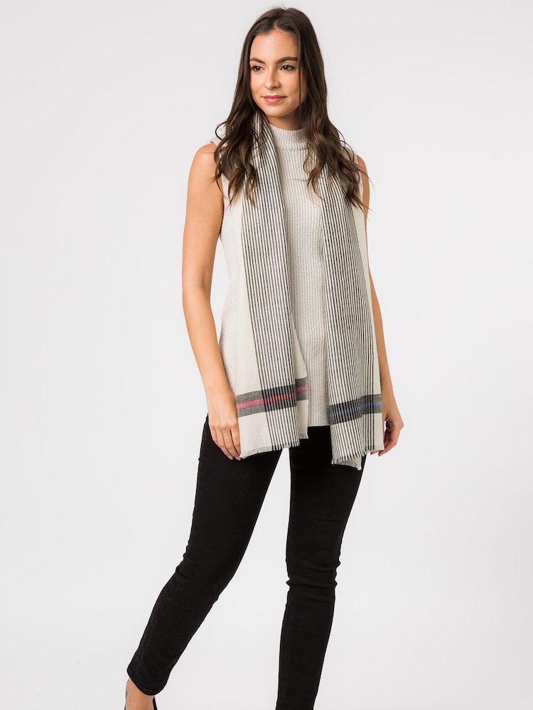 Pure Luxuries London White Pixel Cashmere & Merino Wool Pashmina Scarf - Image 2 of 3