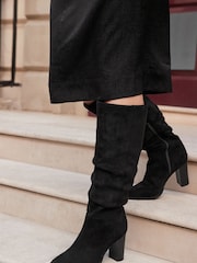 Black Forever Comfort® Knee High Slouch Boots - Image 3 of 8