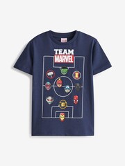Navy Blue Football Marvel Avengers Short Sleeve T-Shirt (3-16yrs) - Image 1 of 2