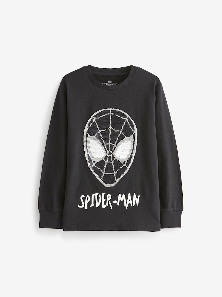 Schwarz - Spider-Man-Langarm-T-Shirt mit Flippy-Pailletten (3–14 J.) - Bild 2 von 3