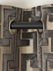 Charcoal Grey Next Collection Luxe Fretwork Heavyweight Velvet Eyelet Lined Curtains - Image 6 of 8