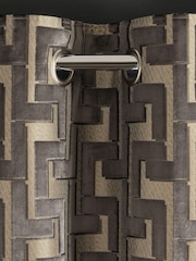 Charcoal Grey Next Collection Luxe Fretwork Heavyweight Velvet Eyelet Lined Curtains - Image 7 of 8