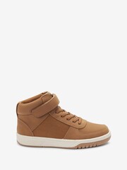 Tan Brown Single Strap Elastic Lace Boots - Image 1 of 5
