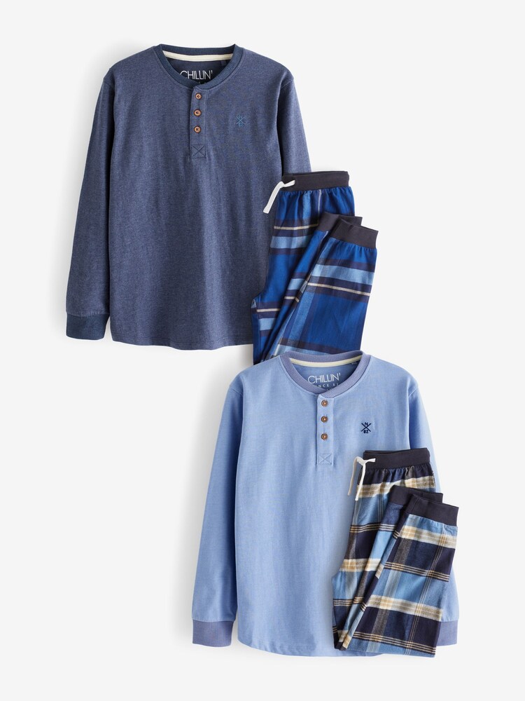 Niebieski - Check Pyjamas 2 Pack (3-16yrs) - Image 4 of 8
