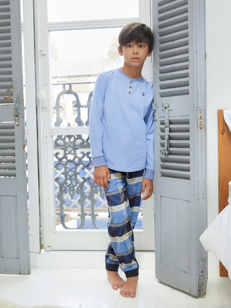 Niebieski - Check Pyjamas 2 Pack (3-16yrs) - Image 7 of 8